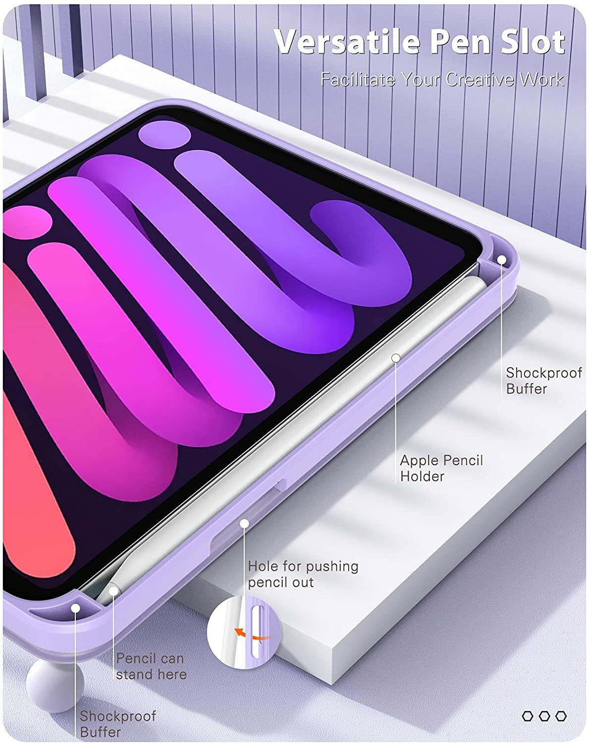Case for iPad Mini 6th Generation 8.3-inch 2021 w/ Pencil Holder Stand Cover