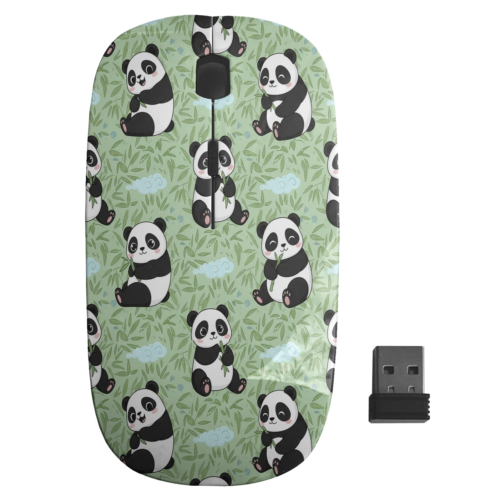 Pandas Bamboo Forest Pattern, Optical Wireless Mouse, Desktop Laptop Mice