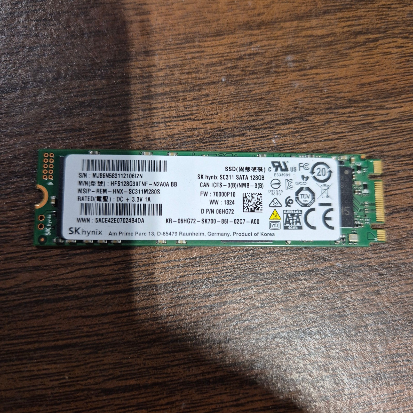 SK Hynix SC311 SATA 128GB SSD M.2