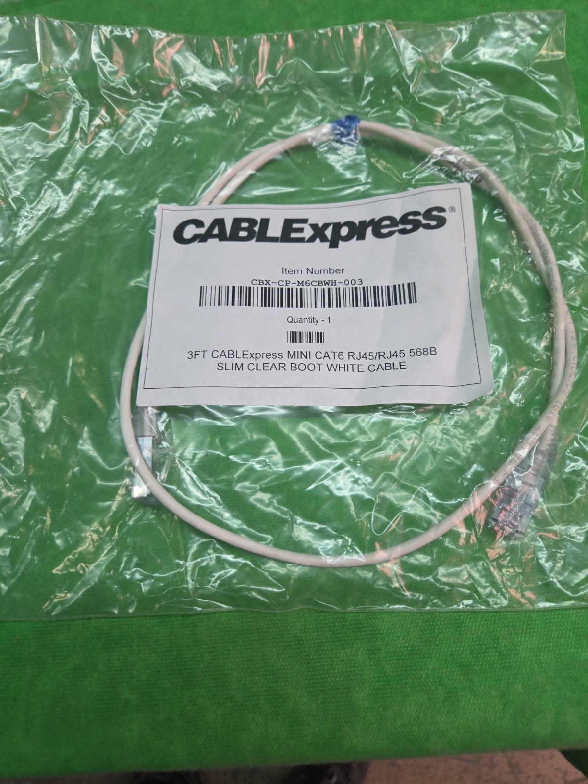 Ultra Slim CAT 6 UTP White Patch Cable 28AWG RJ45 Network 3 feet NEW LOT 12 PCS