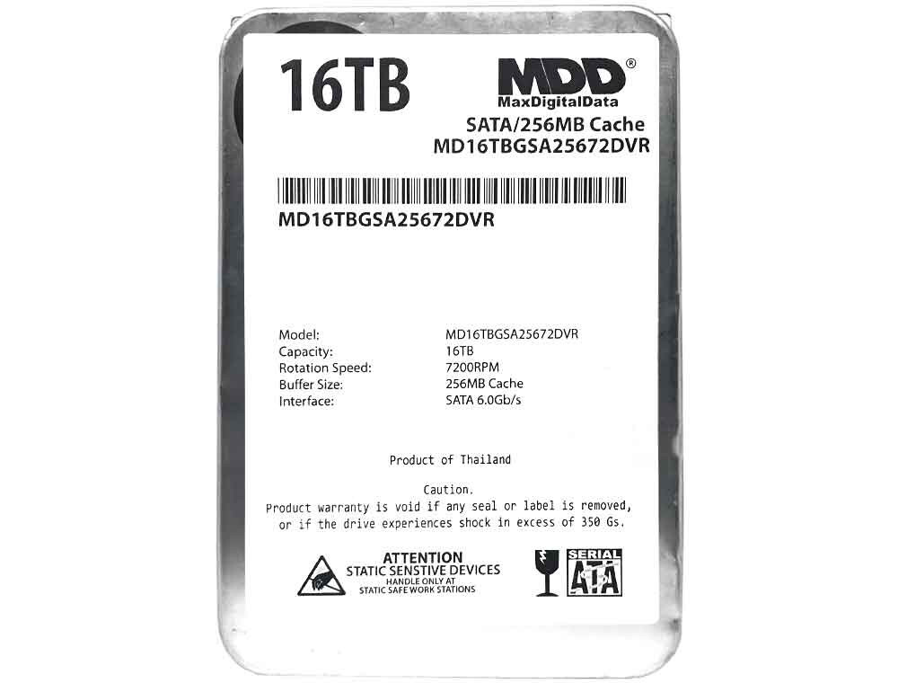 MDD 16TB 7200RPM 256MB Cache SATA 6.0Gb/s 3.5″ Internal Surveillance Hard Drive