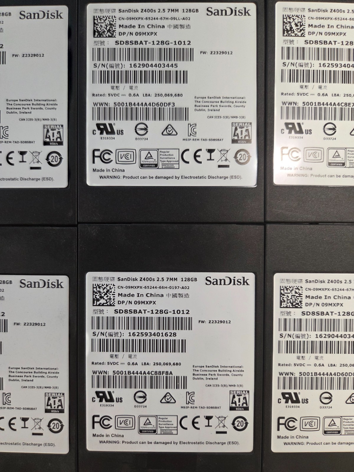 LOT OF 8 SanDisk Z400s 128GB 2.5″ SATA SSD SD8SBAT-128G-1012