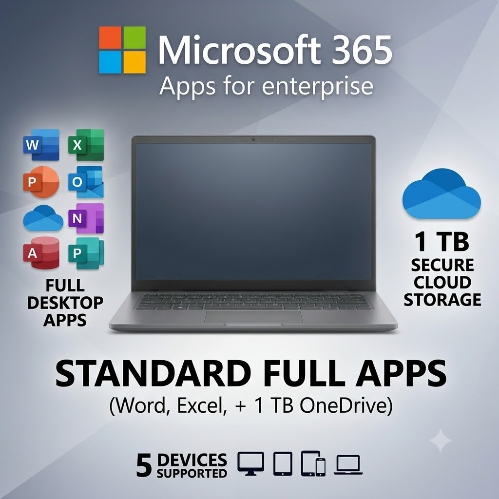 Microsoft 365 Professional USB Media | Choose Your Plan | 5 Devices PC Mac