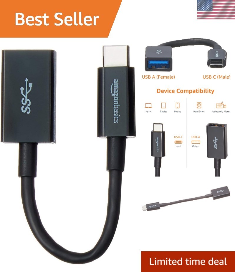 Versatile USB 3.1 USB-C to USB-A Adapter – 5Gbps Data Transfer, Travel Friendly