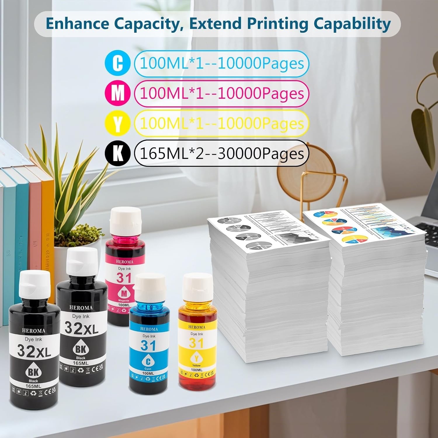 Compatible HP 31 32XL Ink Bottle Set Refill for HP Smart Tank 651 5100 5101 5
