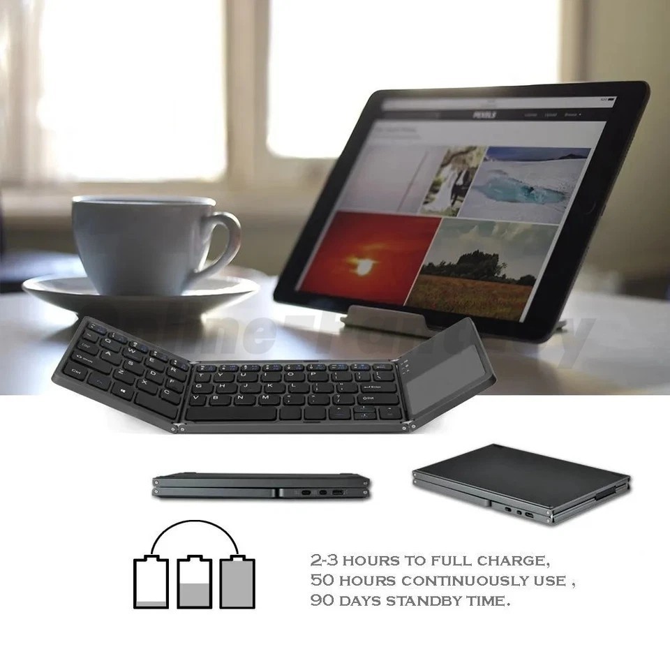 Mini Folding Wireless Bluetooth Keyboard With Touchpad for Laptop Tablet Phone