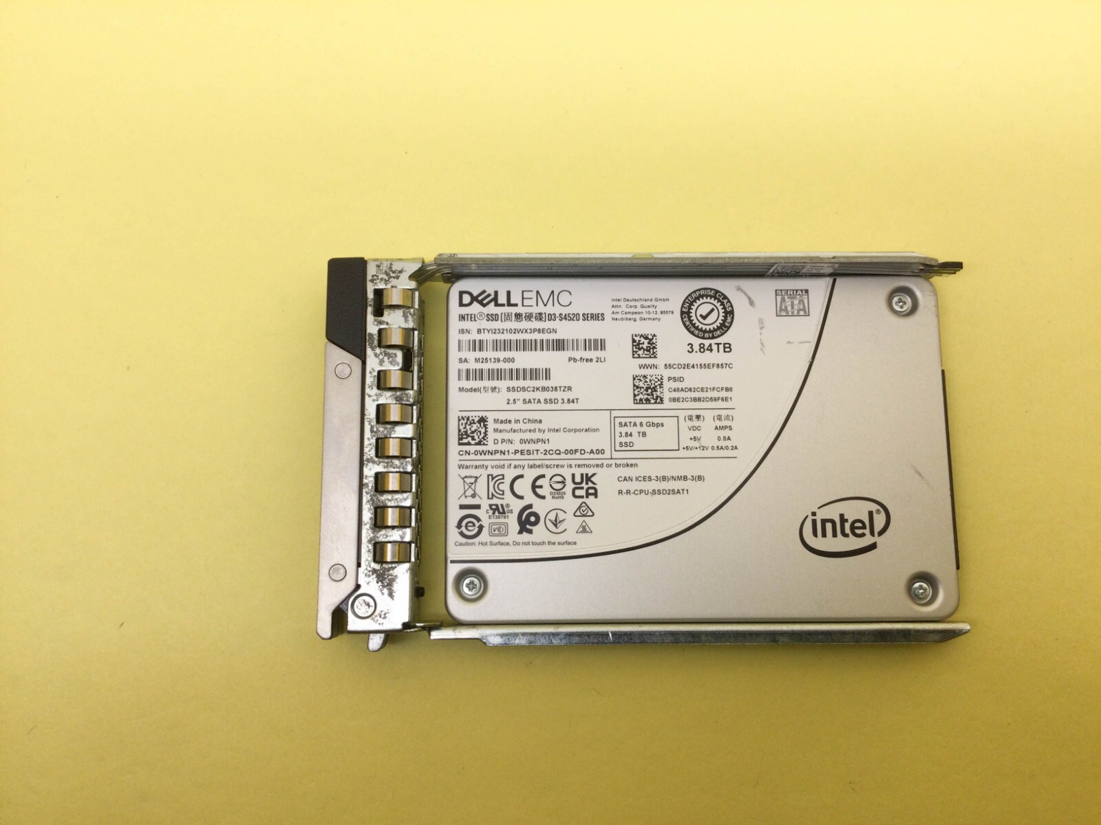 WNPN1 Dell 3.84TB SATA 6Gbps Read Intensive 2.5” SSD SSDSC2KB038TZR 0WNPN1