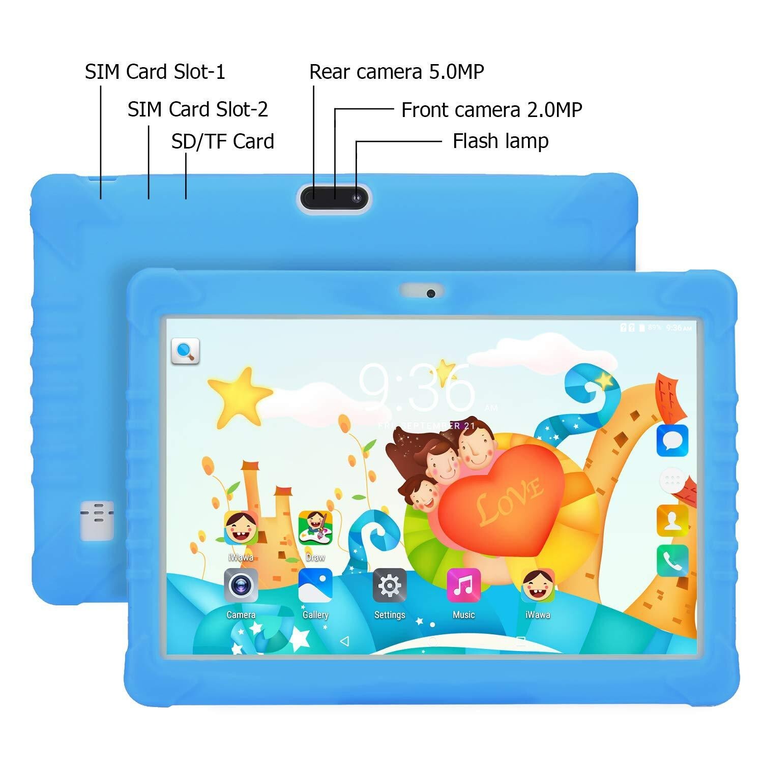 10 inch Kids Tablet PC Android 9 Deca Core Dual Cameras WiFi Bundle Case 64GB