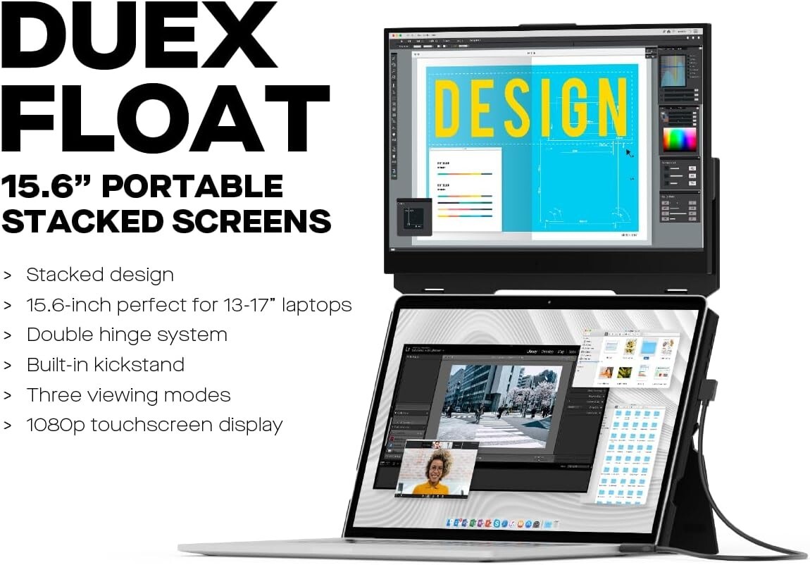 Mobile Pixels 15.6″ Duex Float Portable Stacked Touchscreen Monitor 101-1011P01
