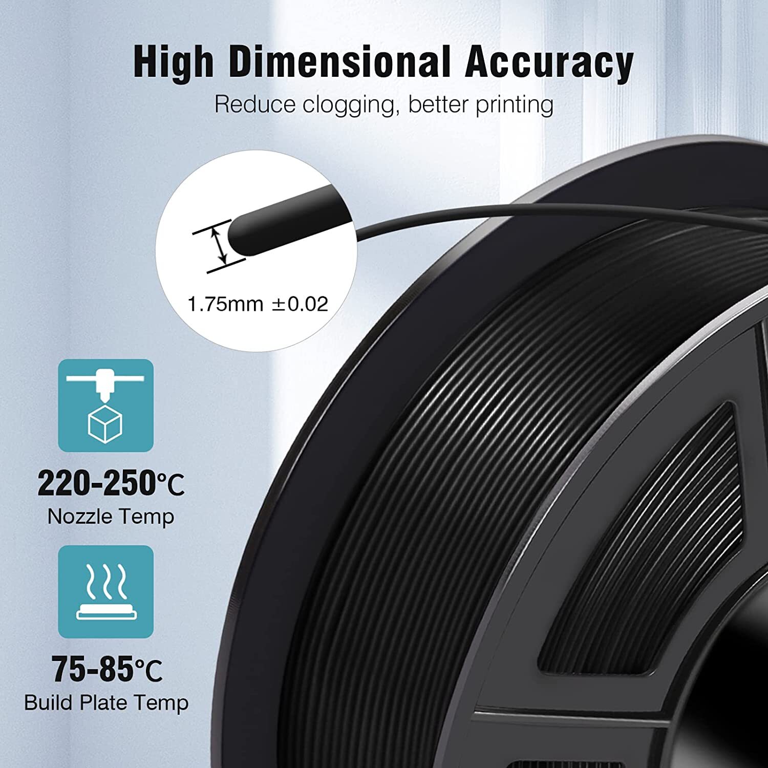 10KG SUNLU PLA PETG PLA+ ABS 3D Printer Filament 1.75mm Neat Spool No-Tangle
