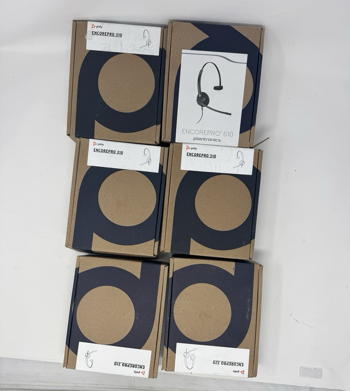 Poly EncorePro 320, 310, 510 Corded Headset – LOT of 6 Headsets!