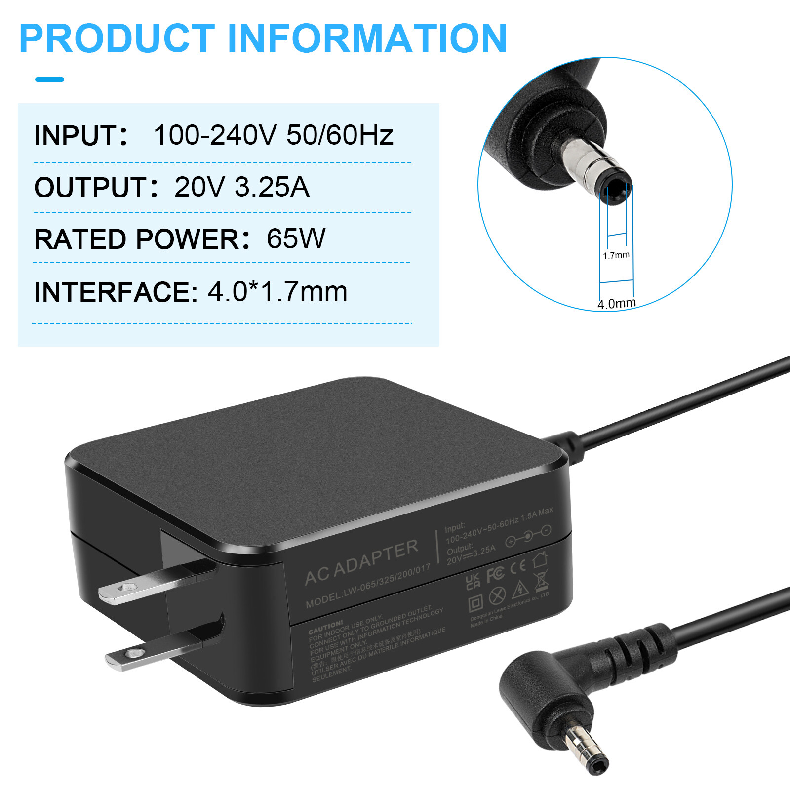 For Lenovo IdeaPad S Series S130 S145 S340 S530 S540 S740 Power Adapter Charger