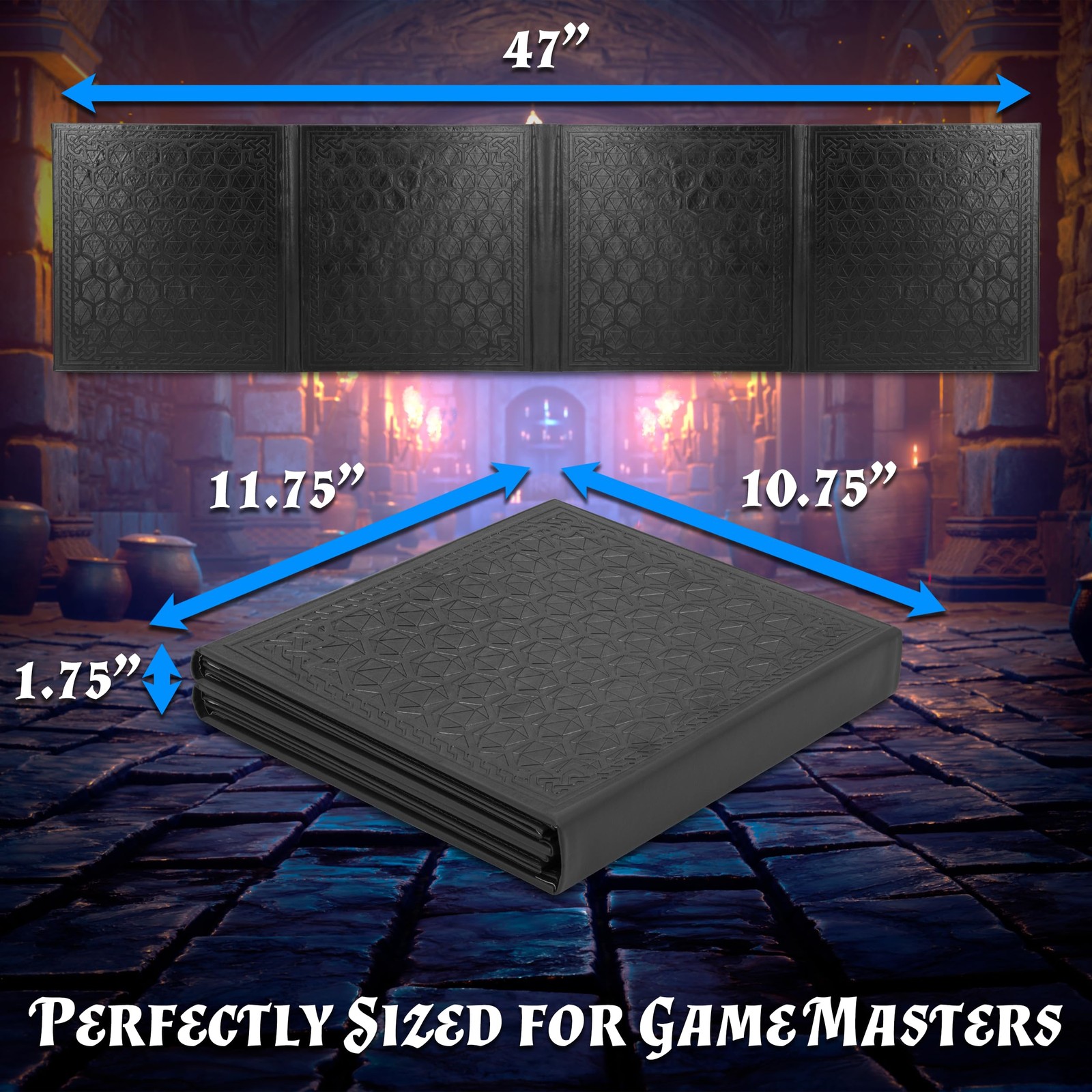 CASEMATIX DM Screen Faux Leather 8-Panel Deluxe Folding GM Tabletop RPG