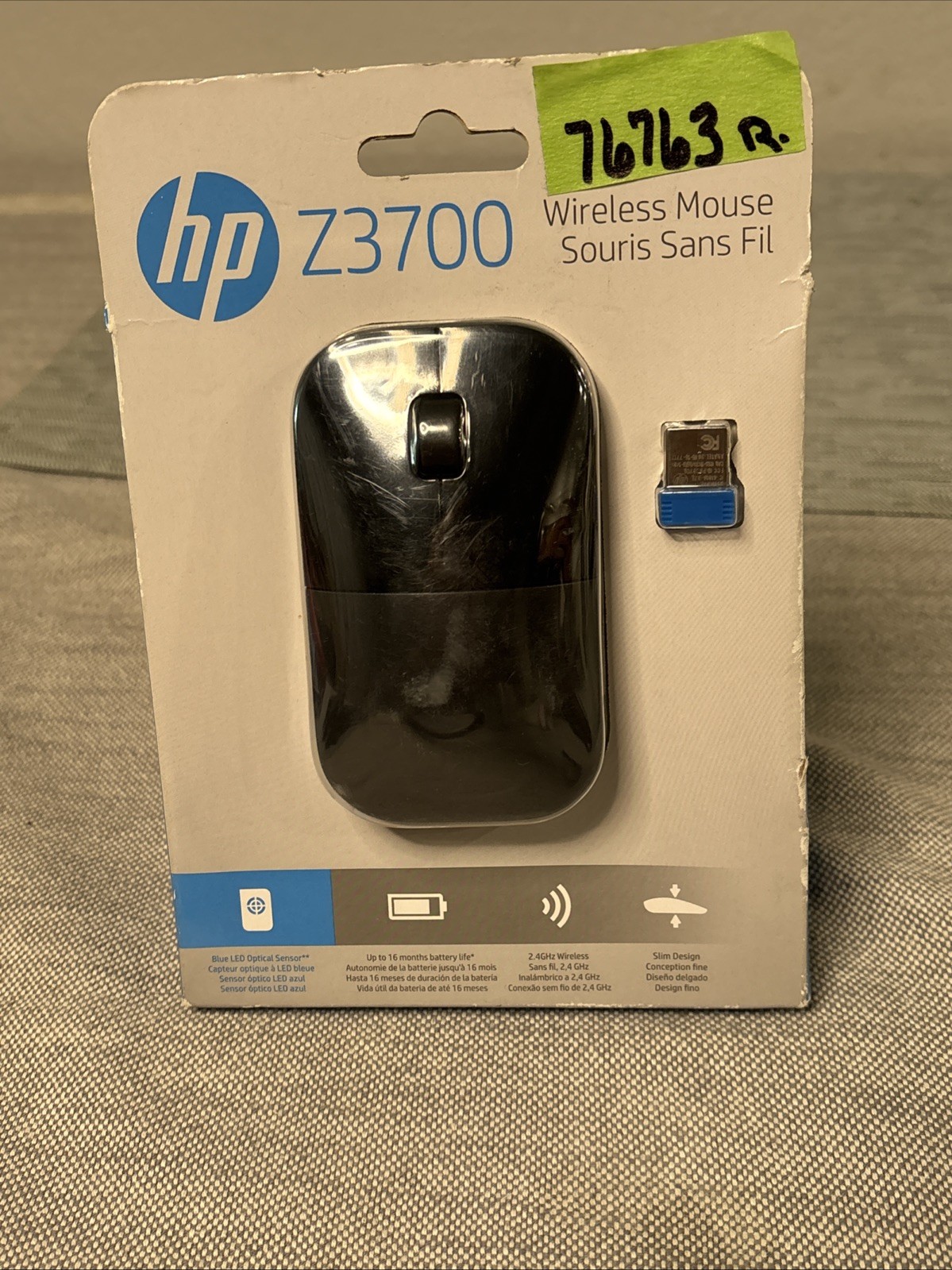 HP Z3700 Wireless Computer Mouse with USB Dongle Black New Sealed 76763 89