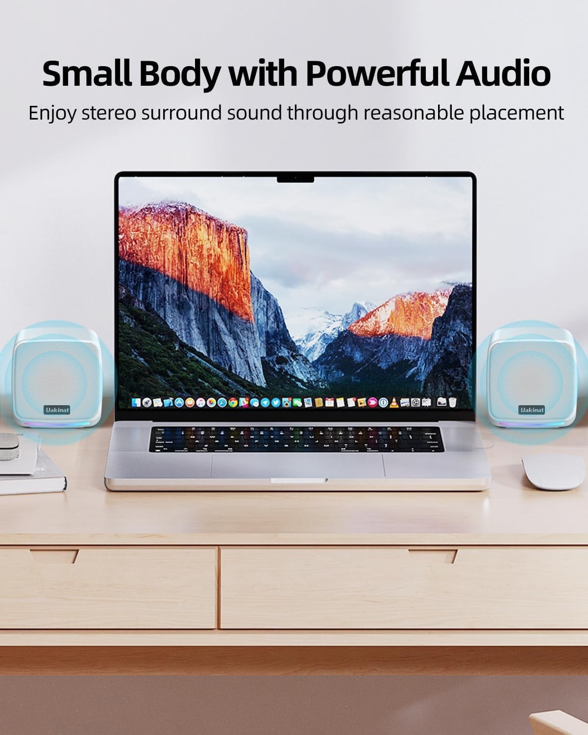 White USB Computer Speakers Desktop PC Laptop Tablet Phone 3.5mm Aux