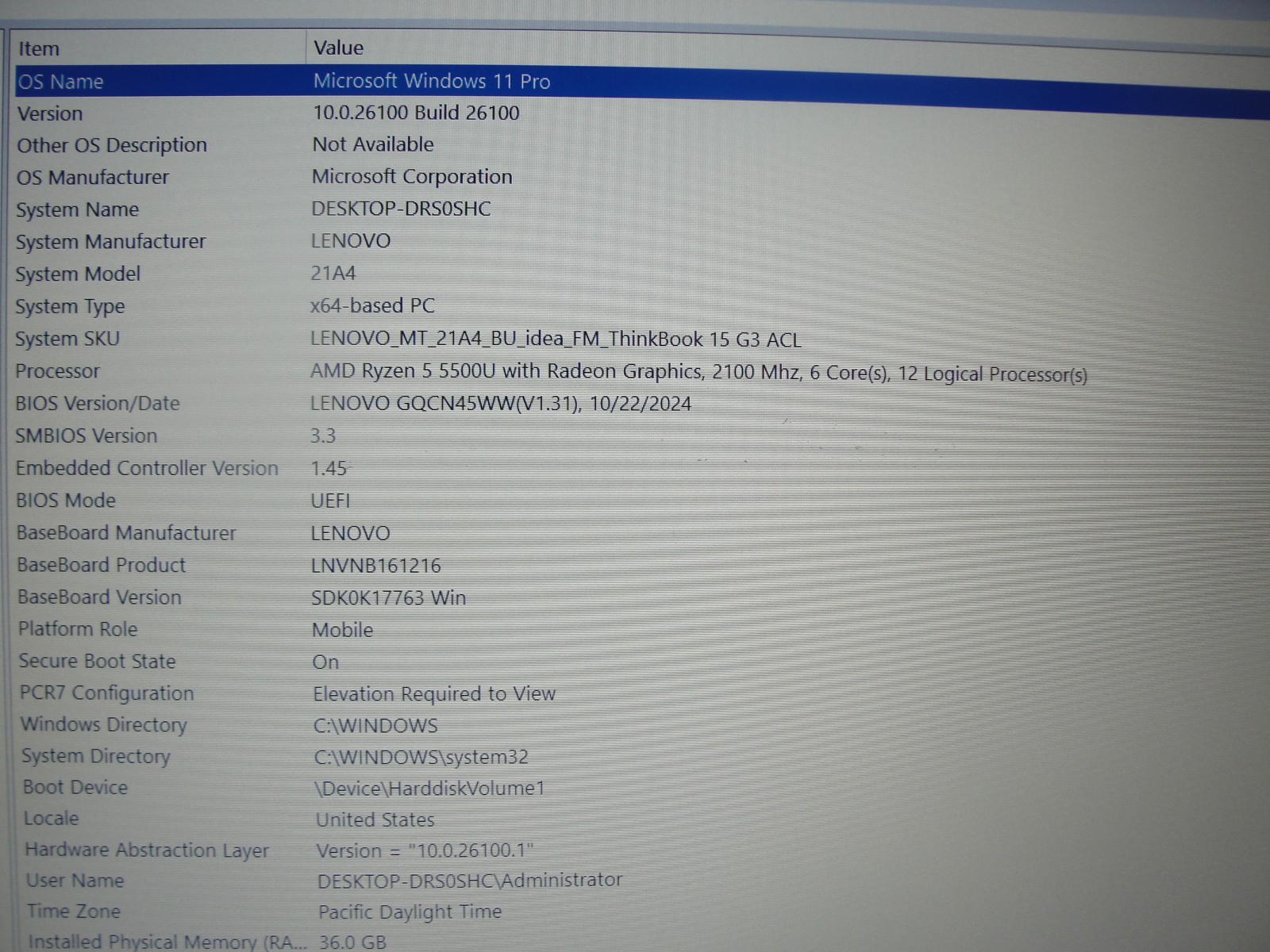 Lenovo ThinkBook 15 G3 ACL 15.6″ FHD AMD Ryzen 5 5500U 36GB RAM 1TB SSD+ PA