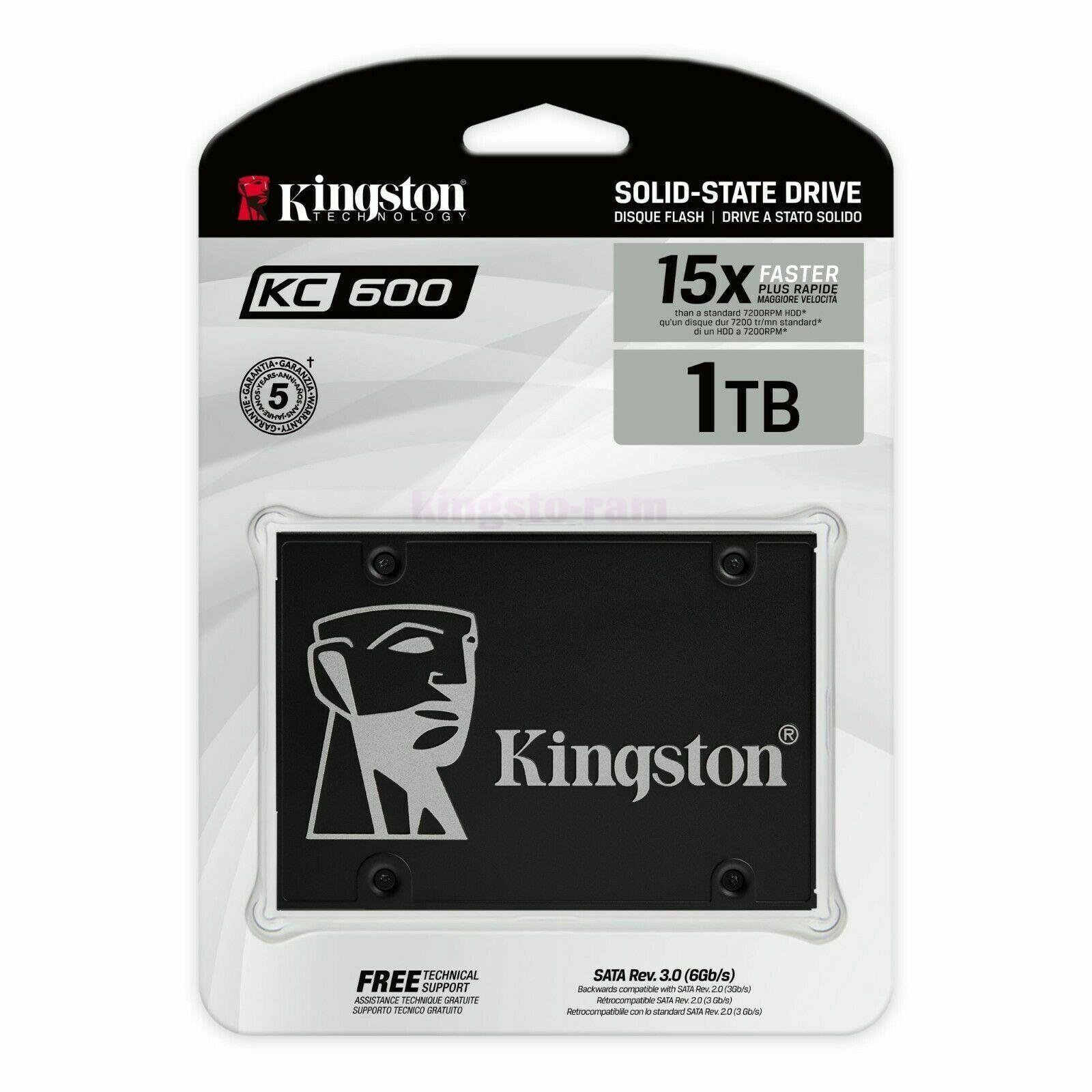 Kingston 2.5 in SSD KC600 256 GB 512GB 1TB 2TB Solid State Drive SKC600MS lot US