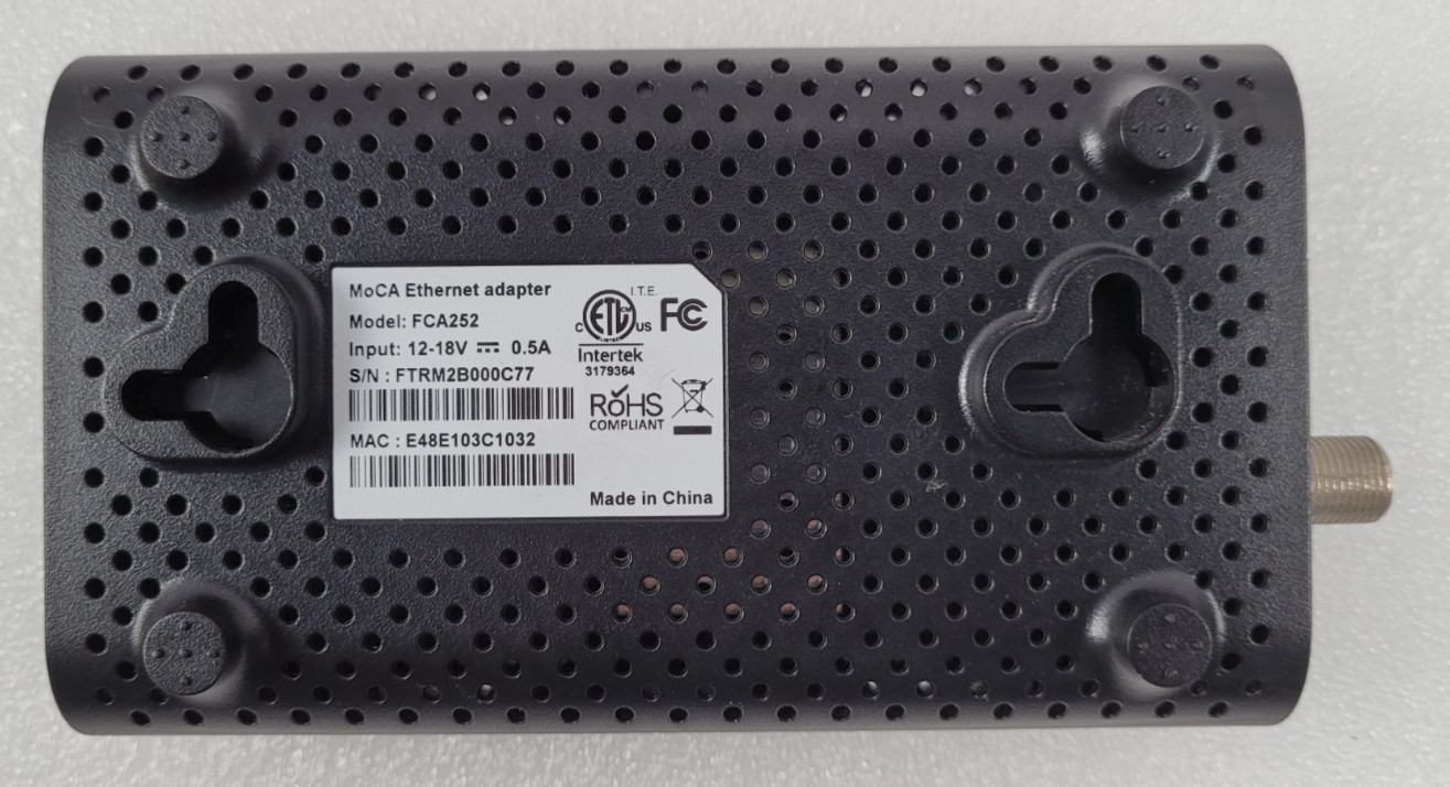 LOT 20 Frontier FCA252 2.5GigE MoCA 2.5 Network Adapter – No Power Supply