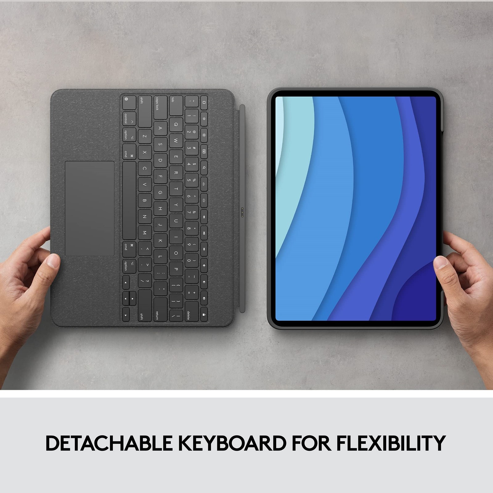 Logitech Combo Touch Keyboard/Cover Case for 12.9″ Apple iPad Pro 5th Gen Gray