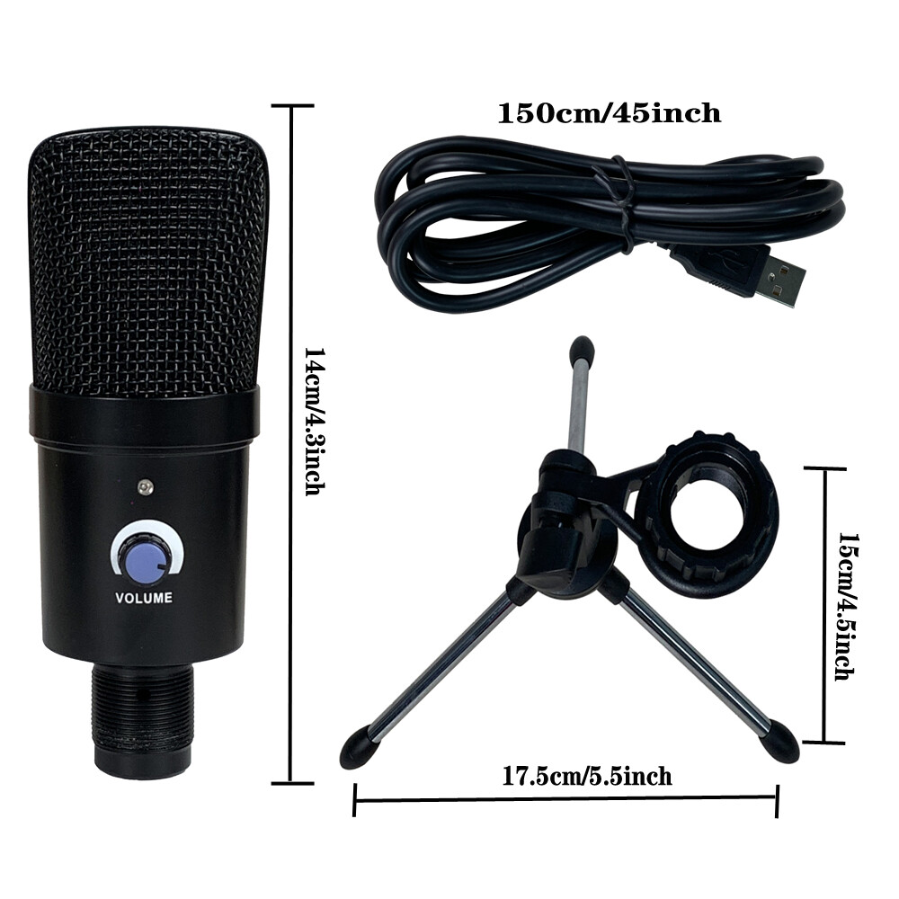 Laptop USB Cardioid Microphone Condenser Kit Studio Recording Chat PC Game Mic