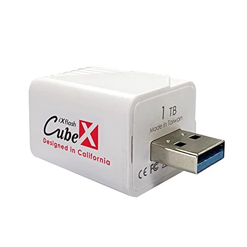 iXflash Cube 1 TB iPhone iPad Auto Backup Photo Storage Memory Drive MFi USB-A