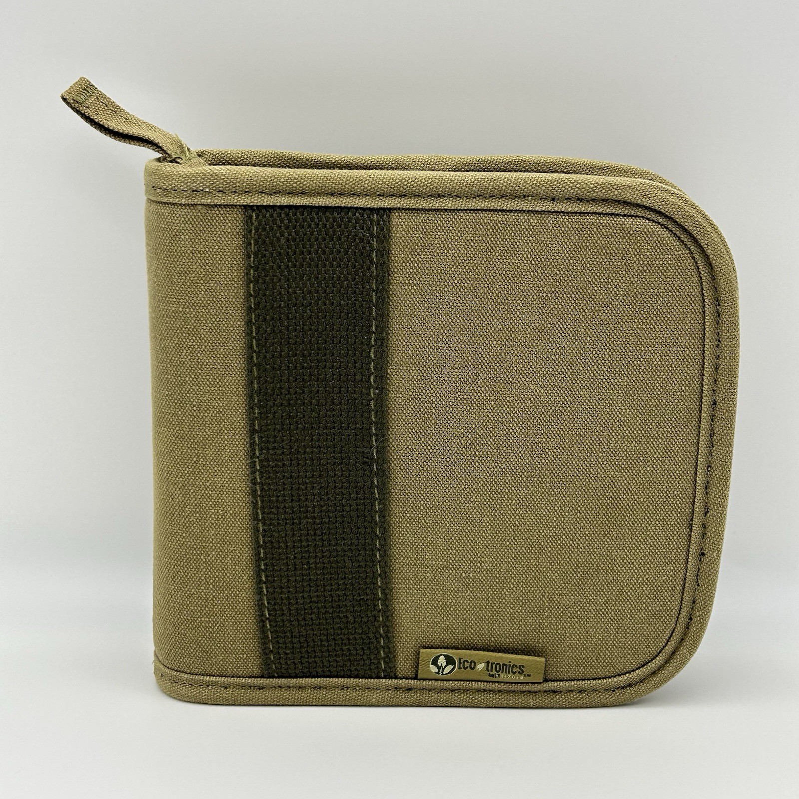 Eco-Tronics by LeZura – 22 CD DVD Soft Zipper Case Army Green Natural Cotton Y2K