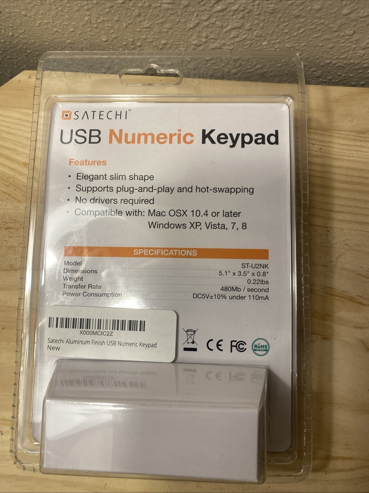 Satechi ST-U2NK USB Numeric Keypad Windows Or Mac NEW Sealed