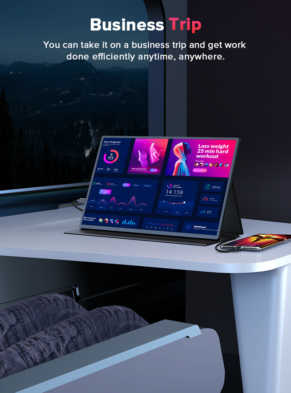 UPERFECT 2.5K 120Hz Portable Monitor 16″ 2K QHD 500Nit HDMI USB C Second Display