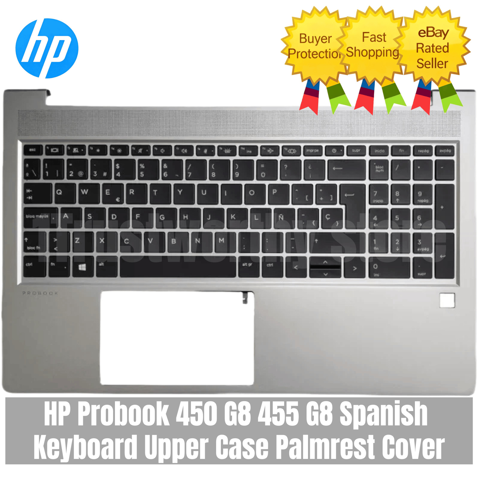 For HP Probook 450 G8 455 G8 Spanish Backlit Keyboard Upper Case Palmrest Cover