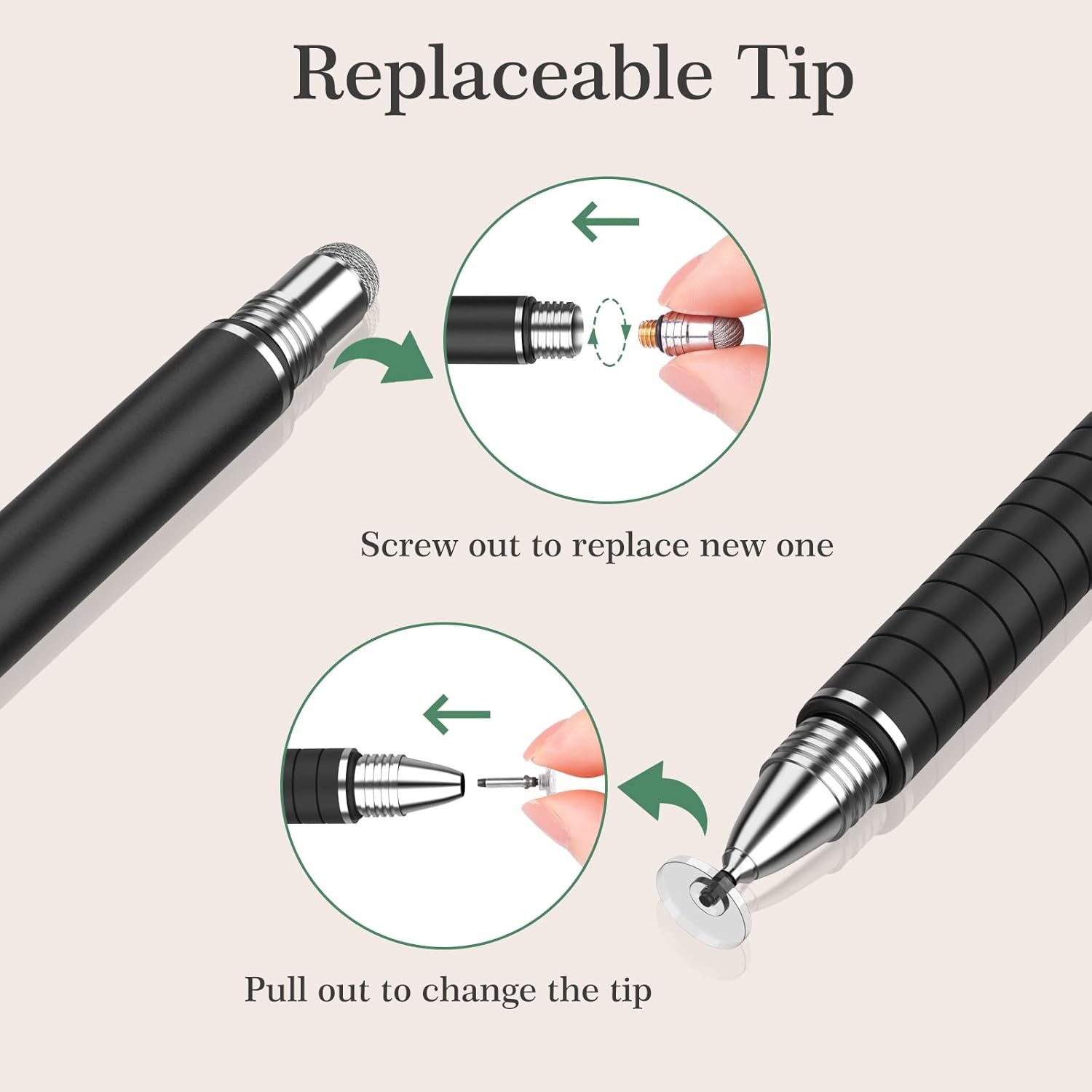 2 Pcs, 2 in 1 Precision Series, Disc Stylus Styli Bundle Black Gold