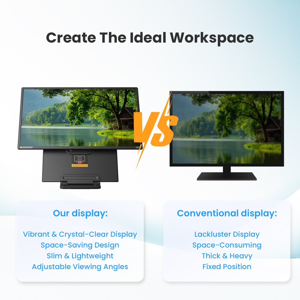 Hyangin 24″ 1080P Laptop Screen Extender Ultra Slim Portable Monitor 100Hz VESA