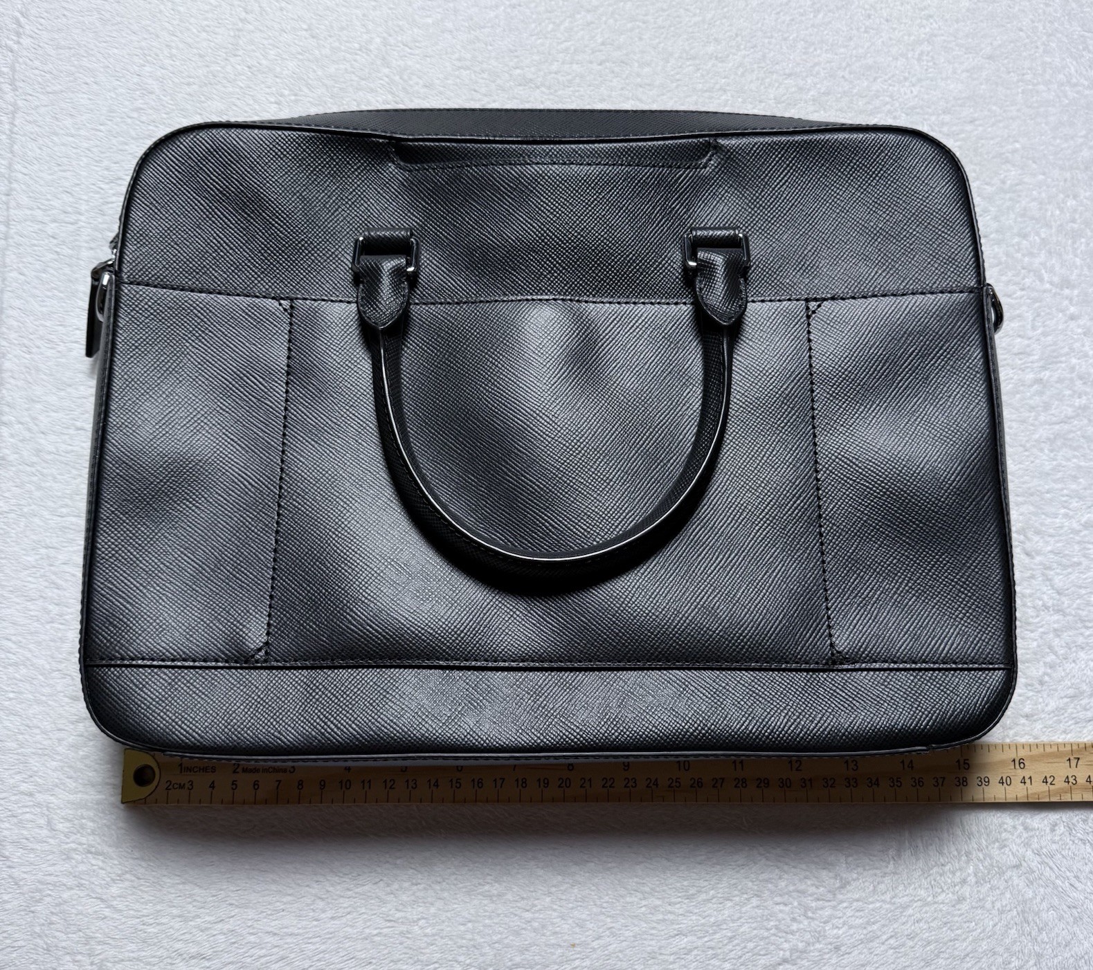 Michael Kors Harrison Front Zip Briefcase Laptop Bag Black Leather