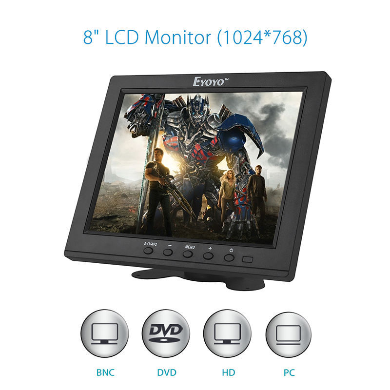 Eyoyo 8Inch Mini Portable Monitor 4:3 TFT LCD Video Screen Fit For PC Camcorder