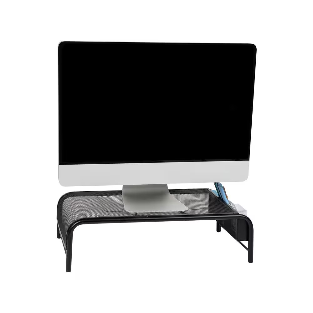 20 In. L X 11.5 In. W X 5.5 In. H Monitor Stand Desktop Organizer with Side Stor