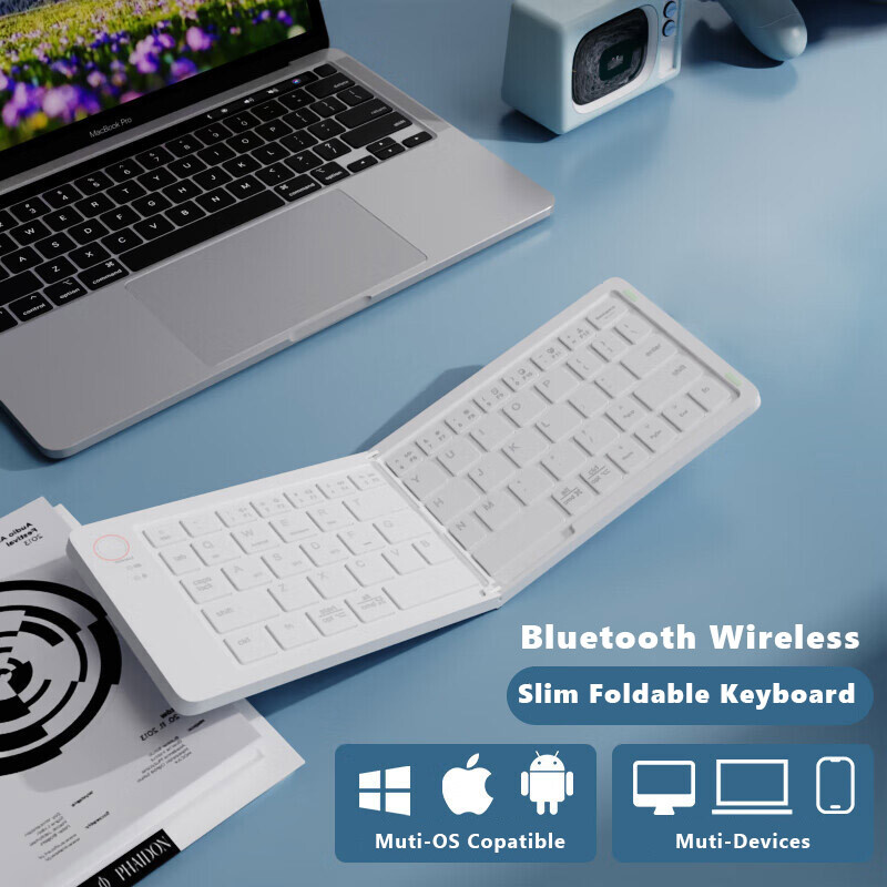 Foldable Quiet 67Key Bluetooth Keyboard for iOS iPhone iPad Tablet Android Phone