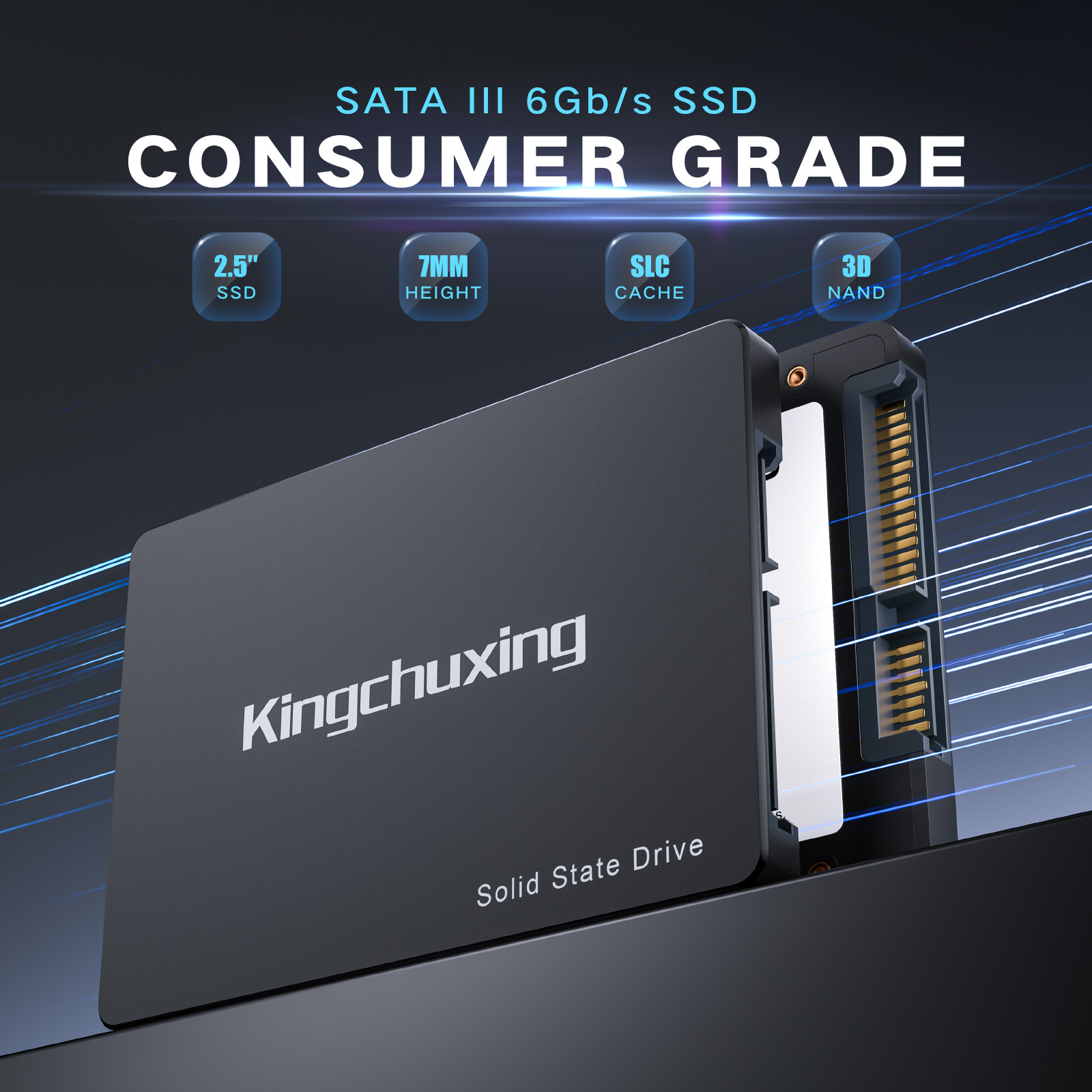 Kingchuxing 128GB SATA III SSD 2.5” 6Gb/s Internal Solid State Drive 530MB/s PC