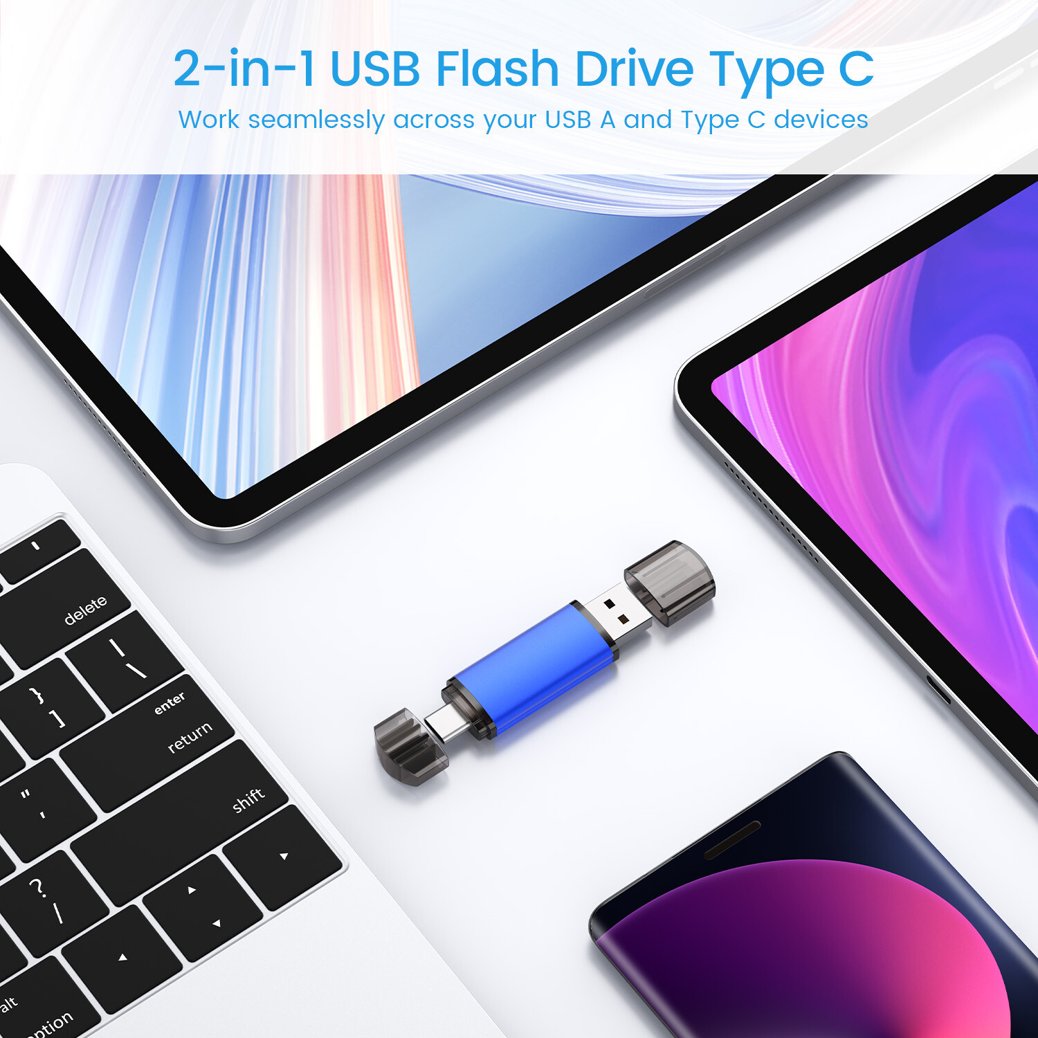 32GB USB2.0 Flash Drive Type C Dual Drive USB A OTG Thumb Pen Drive For Phone/PC