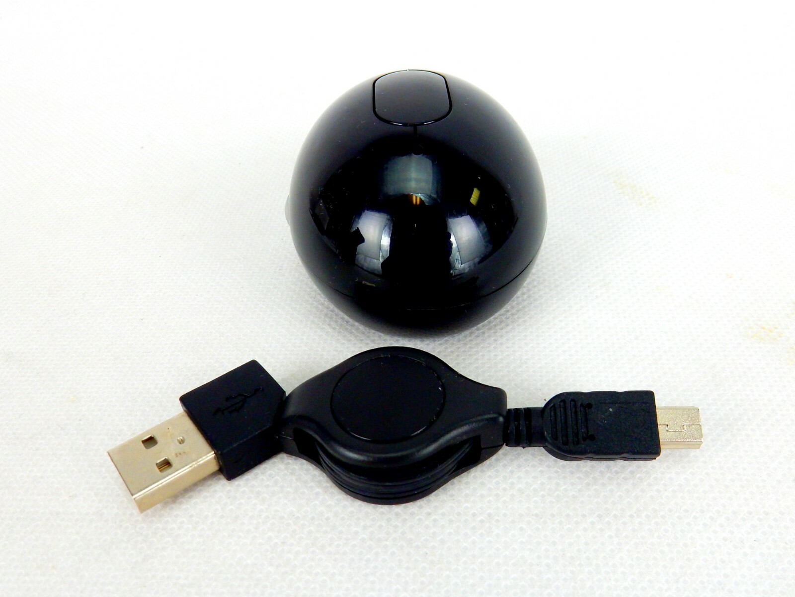 Mini USB Mouse, Retractable Cord, Programmable Button, Black or White, #US1004