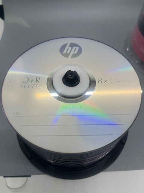 100 Pk HP DVD+R, DUAL LAYER W HP LOGO,SILVER TOP, 8X, 8.5GB,240MINUTE FREE SHIP