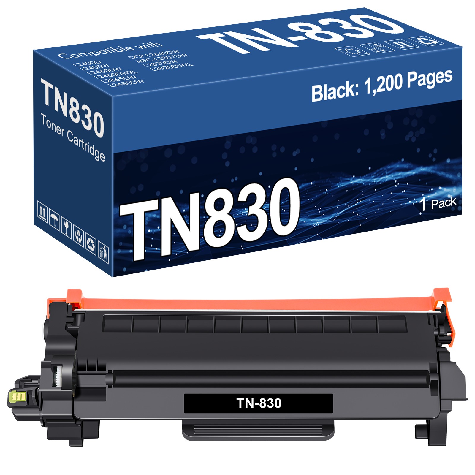 1PK TN830 XL Toner Cartridge for Brother DR830 HL-L2400D HL-L2405W DCP-L2640DW
