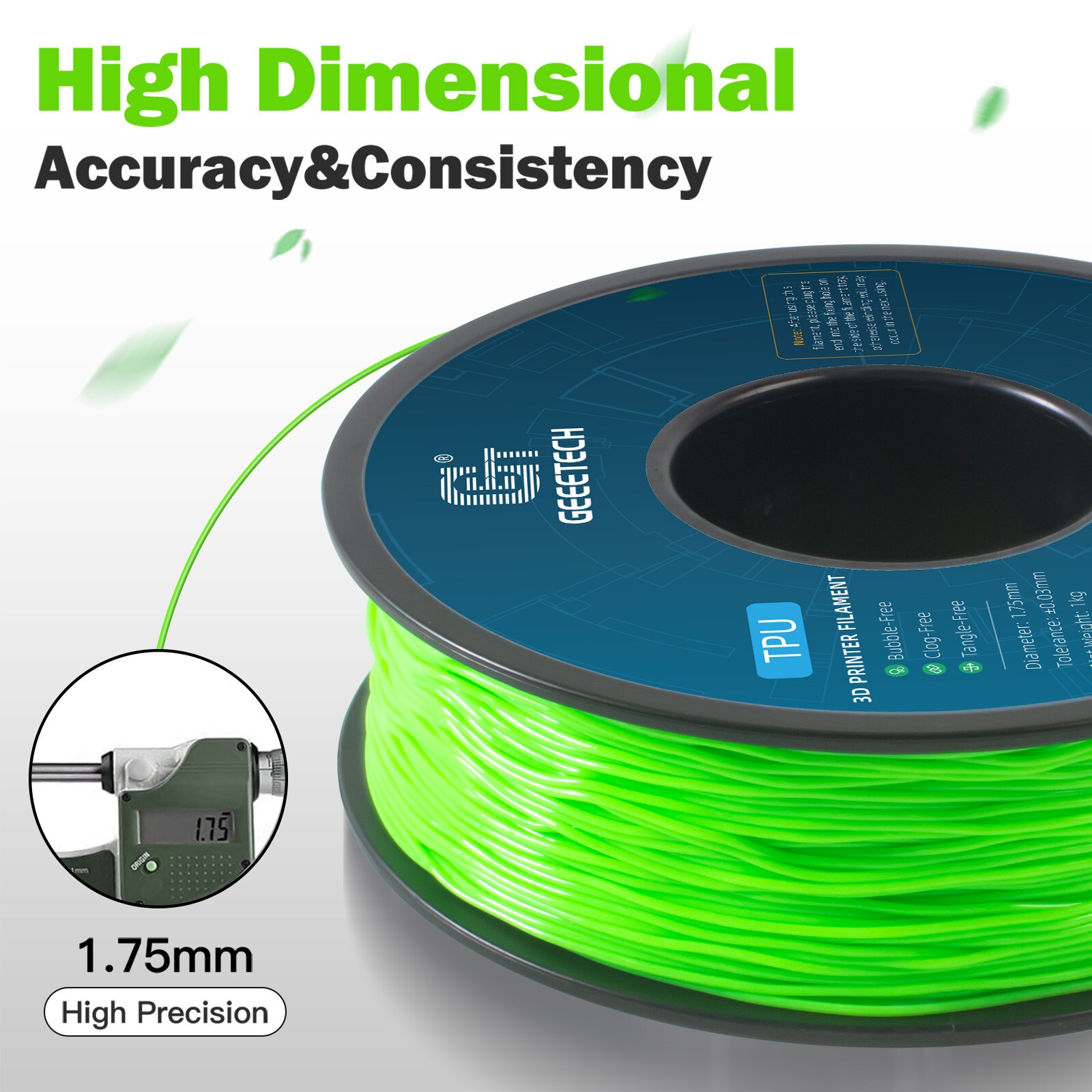 【Buy 6 Get 4 Free,Add 10】1KG/Roll GEEETECH 3D Printer Filament TPU 1.75MM 95A US