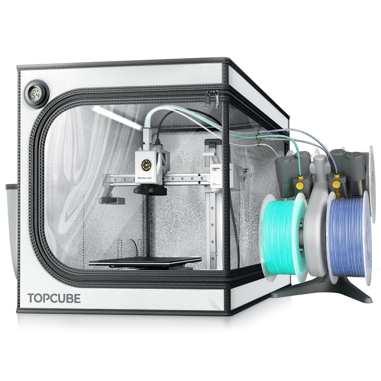 Bambu Lab 3D Printer Enclosure Fireproof Dustproof LED Light Large Window