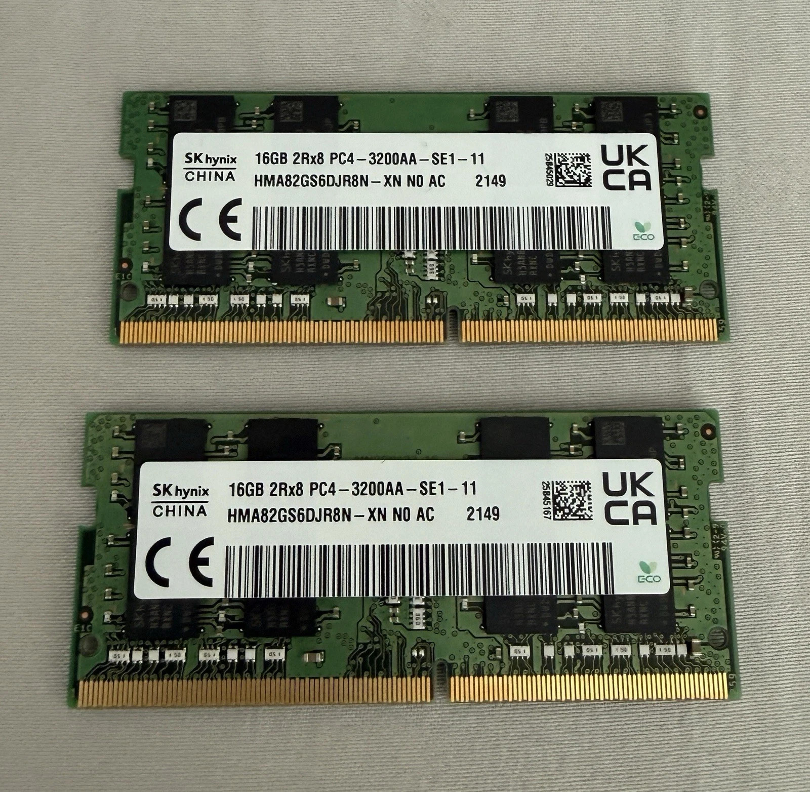 SK Hynix Samsung Micron 32GB Set (16GBx2) DDR4-3200 PC4-3200AA 2Rx8 SODIMM Ram