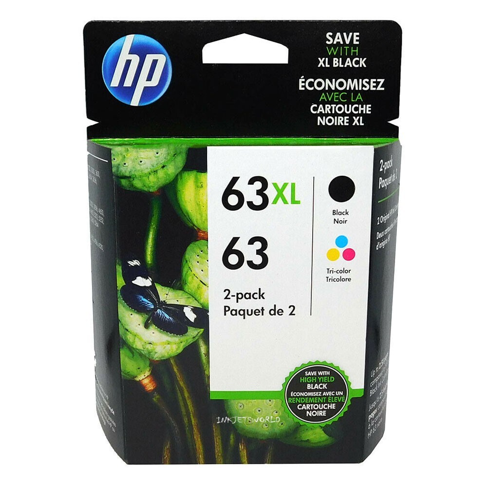 HP 63XL Black and HP 63 Regular Color Genuine Ink Cartridge Set