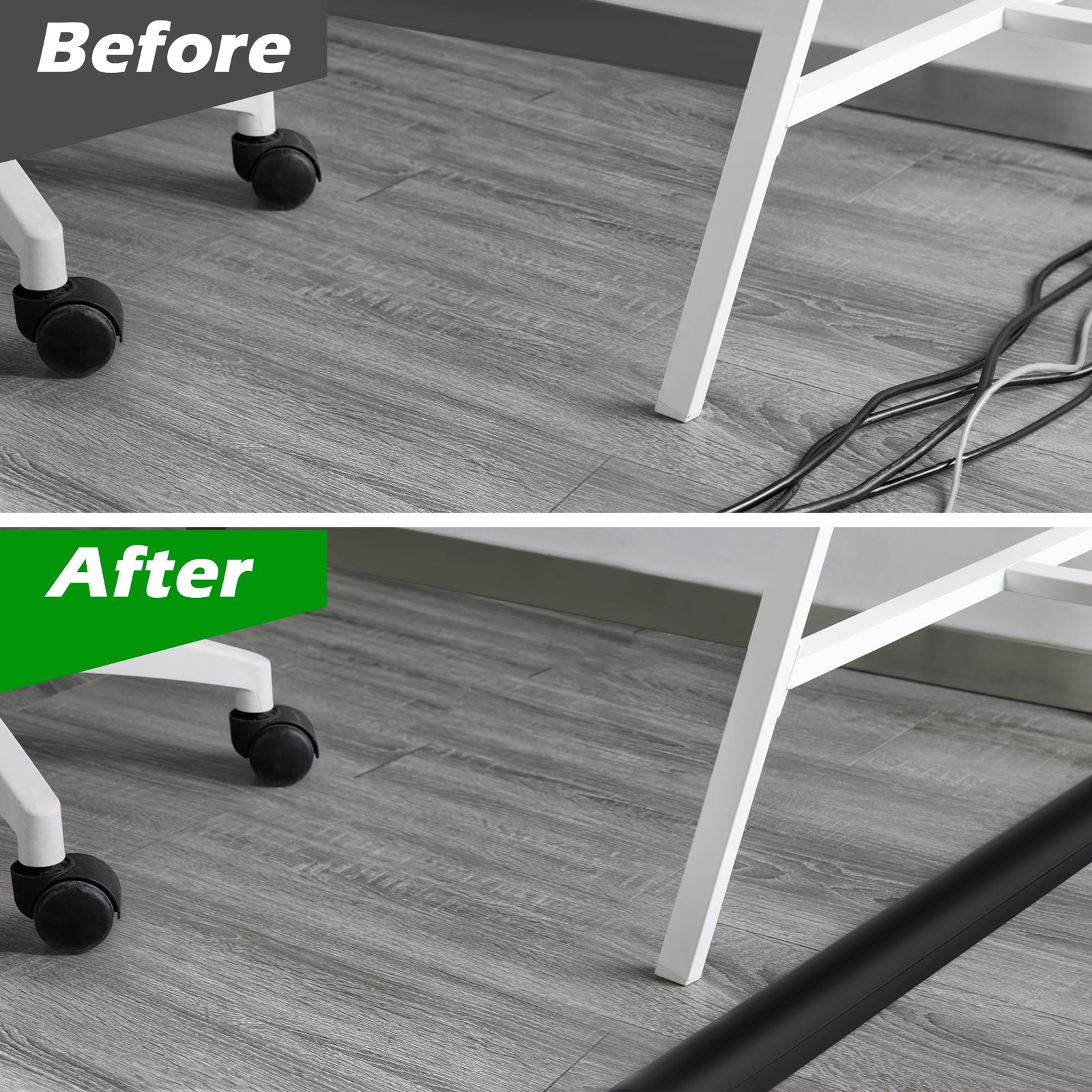 Cord Cover Floor 2.76″W X 0.78″H, Large Capacity Hard PVC Cable Hider