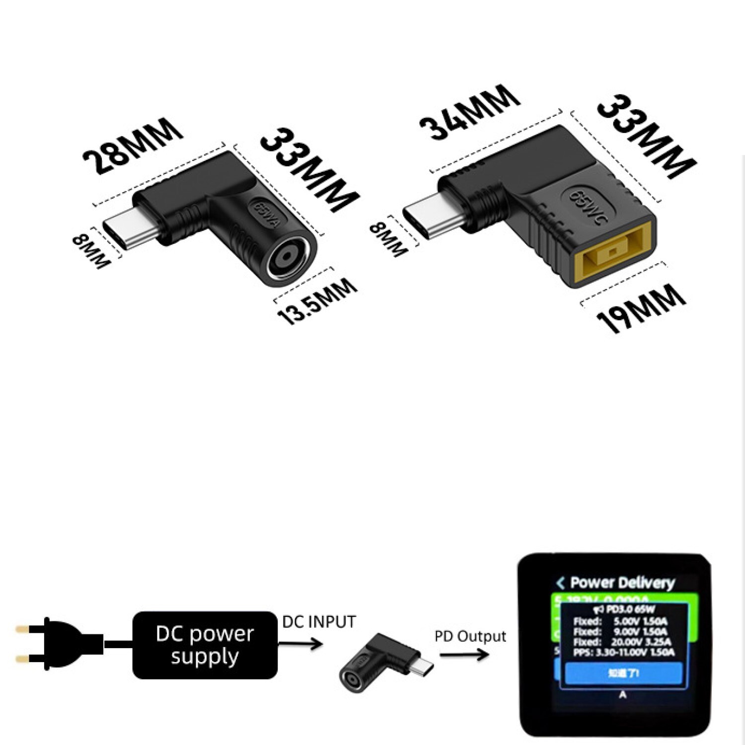 11mm Laptop Charger TO USB Type C Converter PD Power Charging Cable Adapter