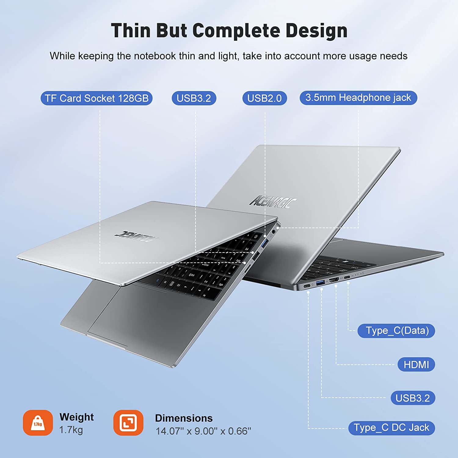 【90% Refurbished】ACEMAGIC 15.6″ Laptop Intel 12th Alder Lake N95 16GB 512GB SSD