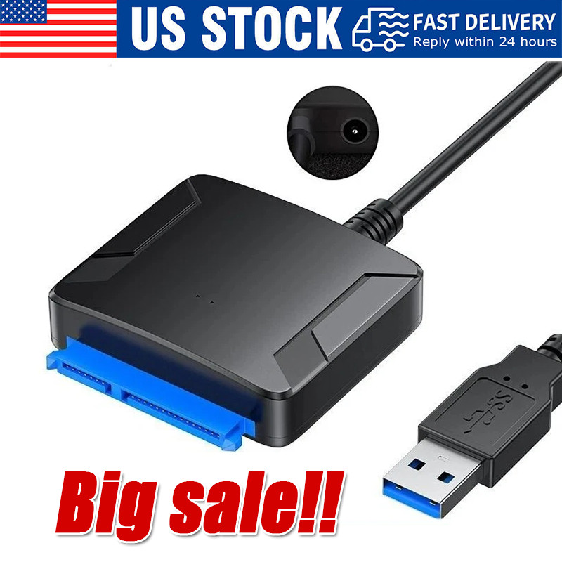 USB 3.0 to SATA External Hard Drive Reader 2.5″ 3.5″ HDD SSD Power adapter LOT