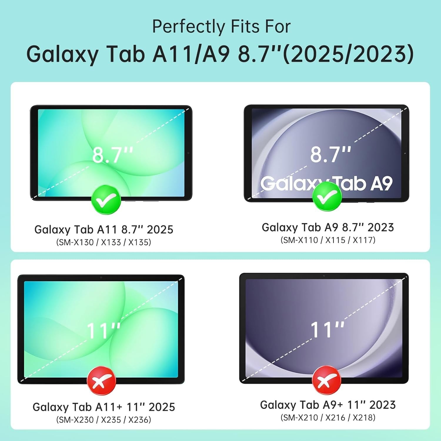 Samsung Galaxy Tab A11/ A9 8.7 inch Rotating Case Heavy Duty Shockproof Rugged