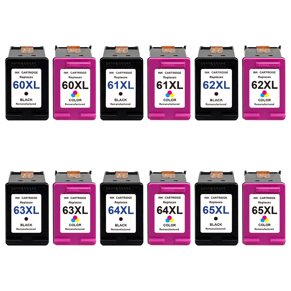 Ink Cartridge Combo for HP 60 XL 61 XL 63 XL 65 XL -With New Chip Show Ink’